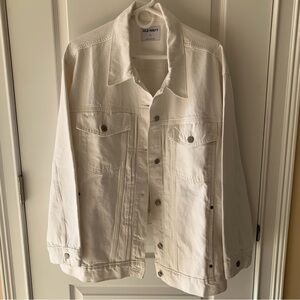Old Navy Cream/White Women's Denim Jacket with Button Front
